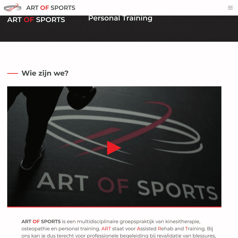Art of Sport website screenshots